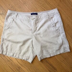 Bandolino Jamie Linen Blend Shorts Womens 4 Beige Tan Casual Summer Shorts
